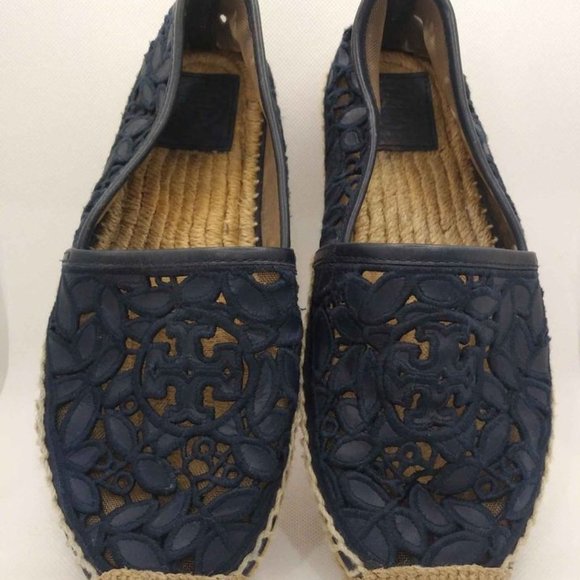 Tory Burch navy lace espadrilles size 6 - Picture 1 of 6